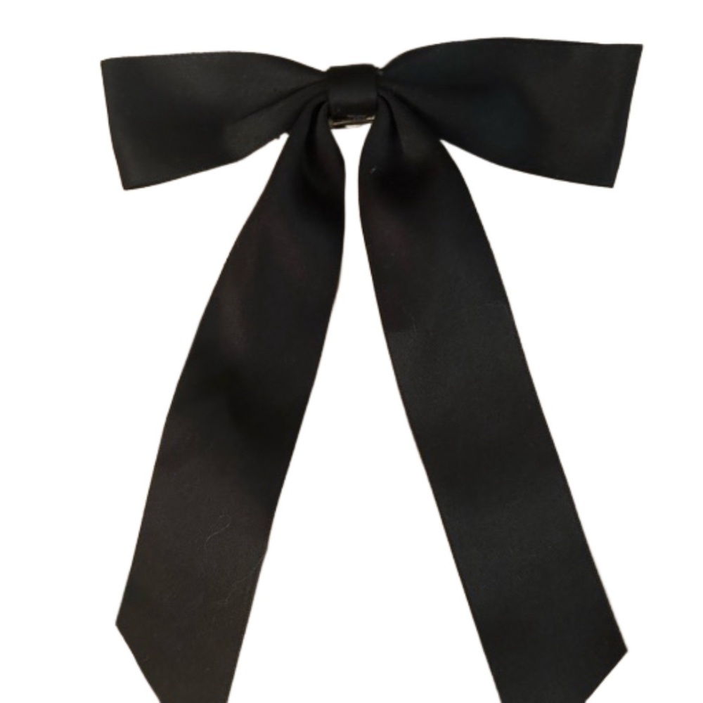 🔥NWT black satin Women's hair bow clip.
